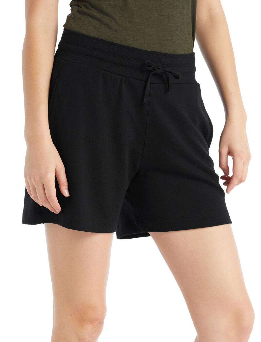 Black Icebreaker Merino Crush Women's Shorts | AU 1506KORI